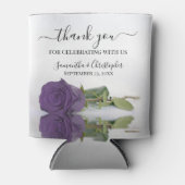 エレガントなアメジストパープルのローズウェディングサンクス 缶クーラー (正面)