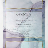 エレガントなアメジスト ティール アブストラクト インク トリフォールド インビテーション (内部中)