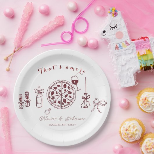 エレガントなアモーレのエンゲージメントパーティ ペーパープレート (パーティー)