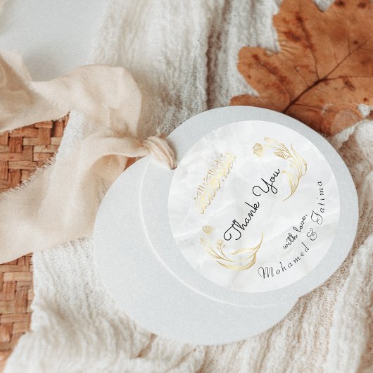 エレガントなアラビア語の感謝ステッカー 花柄デザイン付き ラウンドシール