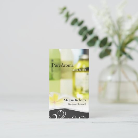 エレガントなアロマセラピーのスパのスキンケアのマッサージのサロン 予約カード (スタンド正面)