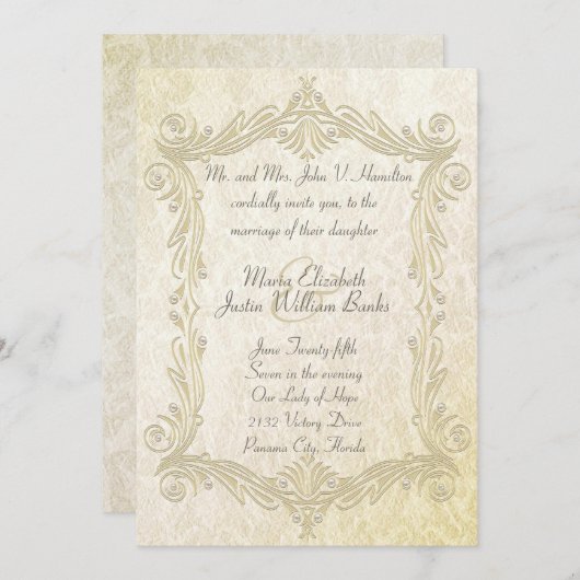 エレガントなアンティークの刺激を受けたな結婚式招待状 招待状 (正面/裏面)