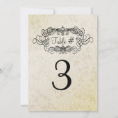 エレガントなアンティークスタイルの結婚式テーブルナンバーカード 招待状 (裏面)