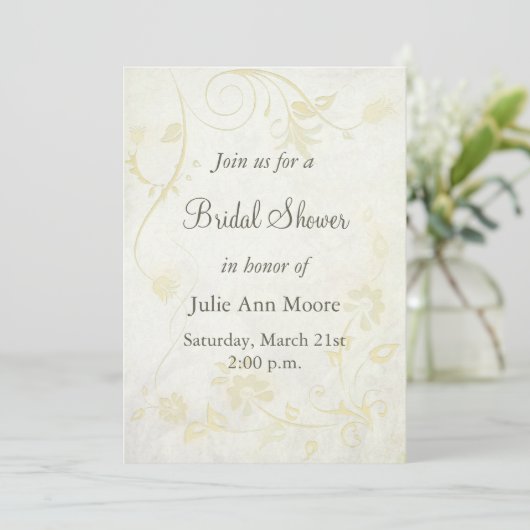 エレガントなアンティークホワイト ヴィンテージ ブライダルシャワー 招待状 (スタンド正面)