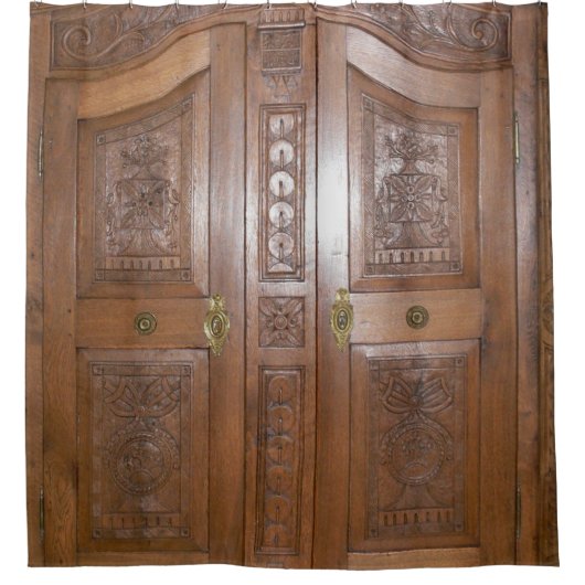 エレガントなアンティーク彫刻ワードローブのシャワーカーテン シャワーカーテン (正面)