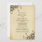 エレガントなアンティーク スワール ブライダル シャワー 招待状 (正面)