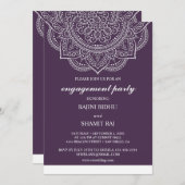 エレガントなアンバーグ・ペイズリー インドの婚約パーティー 招待状 (正面/裏面)