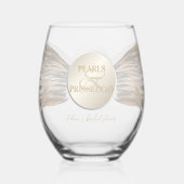 エレガントなアンパサンドパール＆プロセッコ ブライダルシャワー ステムなしワイングラス (裏面)