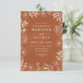 エレガントなアースィーフラワー テラコッタ ウェディング 招待状 (スタンド正面)