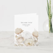 エレガントなアースカラーのホワイトチックウェディング サンキューカード (正面)