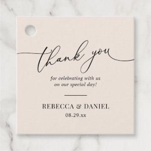 エレガントなアースカラーのボヘミアンブラッシュウェディングサンクス フェイバータグ