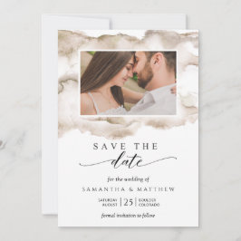 エレガントなアースカラーの水彩写真 Save The Date セーブザデート