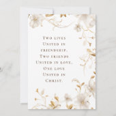 エレガントなアースカラーの花のキリスト教聖書の一節 招待状 (裏面)