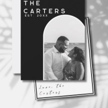 エレガントなアーチのカスタム結婚式お礼カード