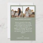 エレガントなアーチのセージグリーンでの秘密の結婚式のお知らせ 案内状 (裏面)