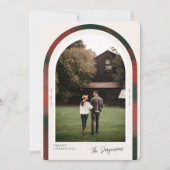 エレガントなアーチのモダンなホリデー クリスマス フォトカード (正面)