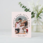 エレガントなアーチの写真ピンクの結婚式の披露宴 インビテーションポストカード (スタンド正面)