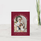 エレガントなアーチの写真 メリークリスマス バーガンディ シーズンカード (正面)