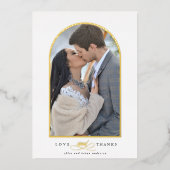 エレガントなアーチの愛と感謝の写真 ウェディング サンクスカード 箔招待状 (正面)