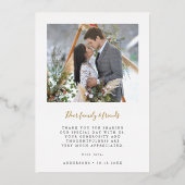 エレガントなアーチの愛と感謝の写真 ウェディング サンクスカード 箔招待状 (裏面)