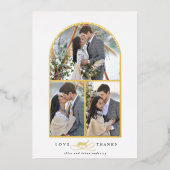 エレガントなアーチの愛と感謝の写真 ウェディング サンクスカード 箔招待状 (正面)