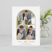 エレガントなアーチの愛と感謝の写真 ウェディング サンクスカード 箔招待状 (立ち正面)