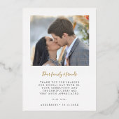 エレガントなアーチの愛と感謝の写真 ウェディング サンクス フォト 箔招待状 (裏面)