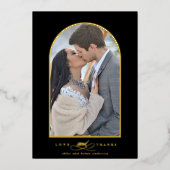 エレガントなアーチの愛と感謝の写真 ウェディング サンクス 箔招待状 (正面)