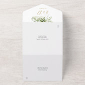 エレガントなアーチの植物グリーンとゴールドの結婚式 オールインワン招待状 (外側)
