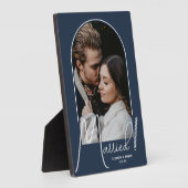 エレガントなアーチの結婚写真 ネイビーブルー フォトプラーク (側面)