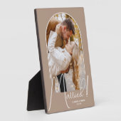 エレガントなアーチの結婚写真 ベージュ フォトプラーク (側面)