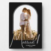 エレガントなアーチの結婚写真 黒 フォトプラーク (正面)