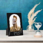 エレガントなアーチの結婚写真 黒 フォトプラーク (側面)