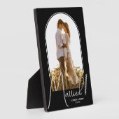 エレガントなアーチの結婚写真 黒 フォトプラーク (側面)