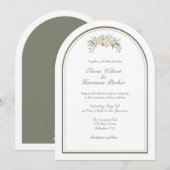 エレガントなアーチの結婚式招待状 - ミニマル 招待状 (正面/裏面)