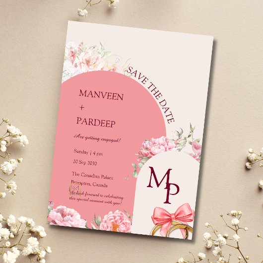 エレガントなアーチのSave the Date招待状テンプレート 招待状