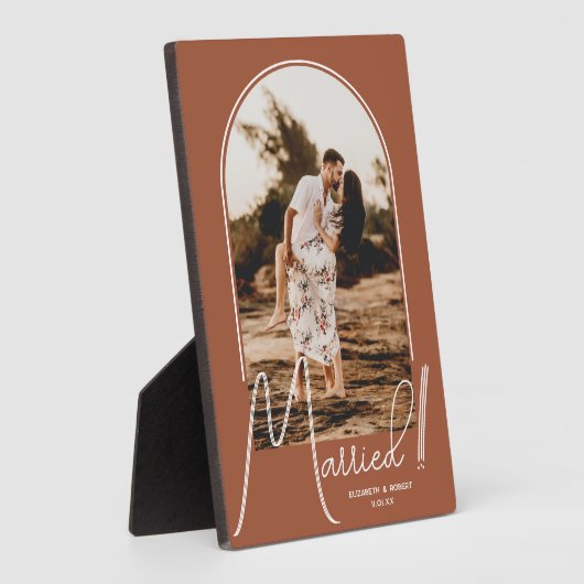 エレガントなアーチテラコッタウェディングフォト フォトプラーク (側面)
