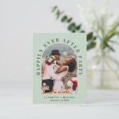 エレガントなアーチ写真とセージのウェディングレセプションカード インビテーションポストカード (スタンド正面)