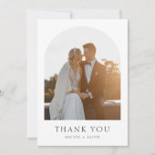 エレガントなアーチ写真の結婚式  サンキューカード (正面)