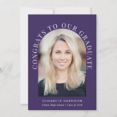 エレガントなアーチ写真パープル卒業パーティー 招待状 (正面)
