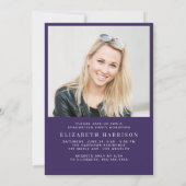 エレガントなアーチ写真パープル卒業パーティー 招待状 (裏面)