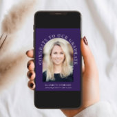 エレガントなアーチ写真パープル卒業パーティー 招待状