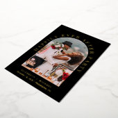 エレガントなアーチ写真 ウェディング レセプション ブラック ゴールド 箔招待状 (回転した状態)