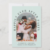 エレガントなアーチ写真 ミントウェディング レセプション 招待状 (正面)