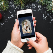 エレガントなアーチ写真 メリークリスマス ブルー シーズンカード