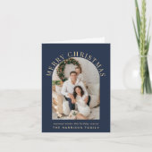 エレガントなアーチ写真 メリークリスマス ブルー シーズンカード (正面)