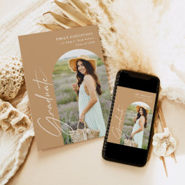 エレガントなアーチ写真 卒業式招待状 招待状