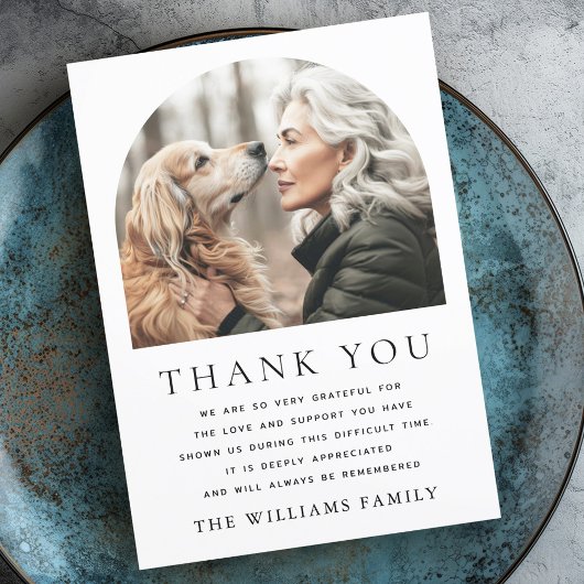 エレガントなアーチ写真 葬儀 お悔やみ サンキューカード