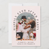 エレガントなアーチ写真QRコードピンクの結婚式の披露宴 招待状 (正面)