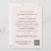 エレガントなアーチ写真QRコードピンクの結婚式の披露宴 招待状 (裏面)